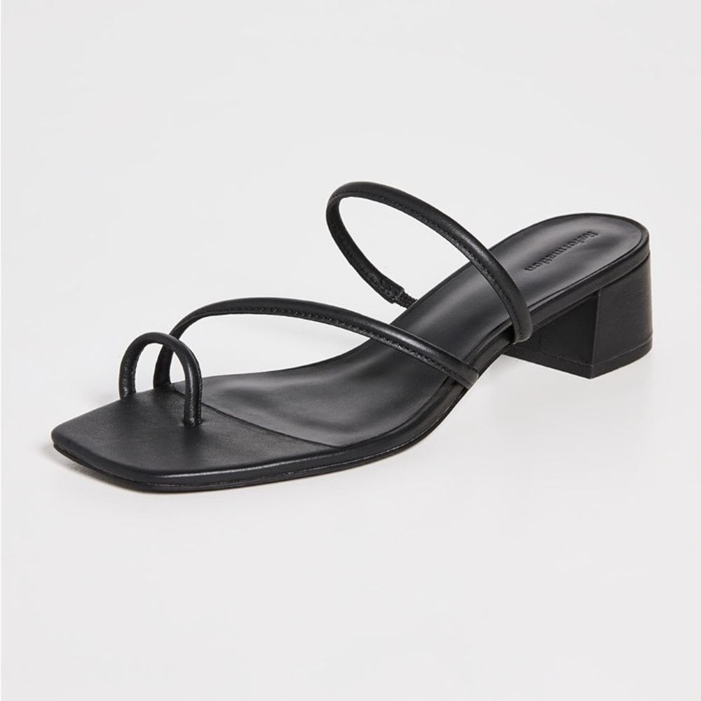Reformation Meena Block Heel Sandals Black, Size 10